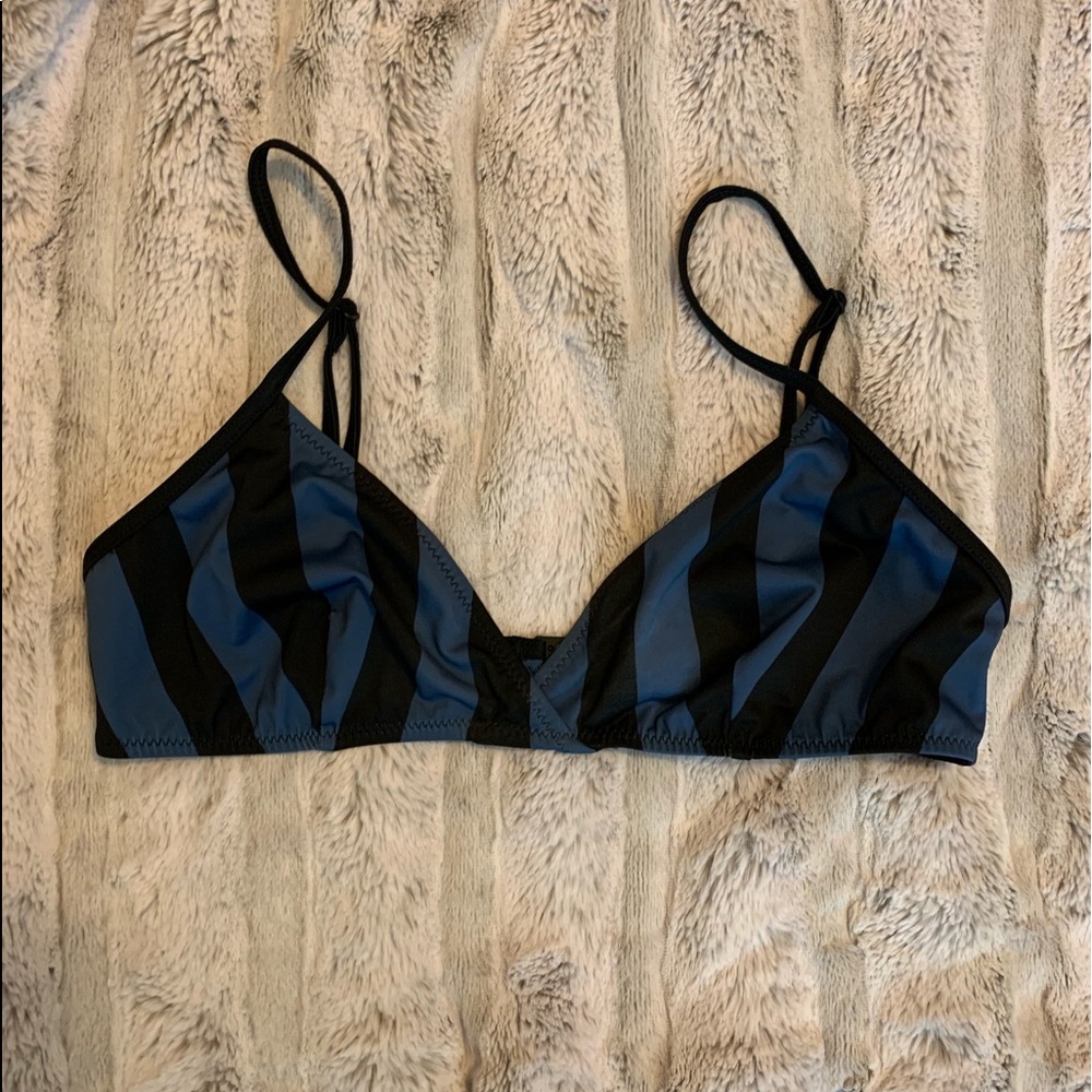 Solid and striped bikini top